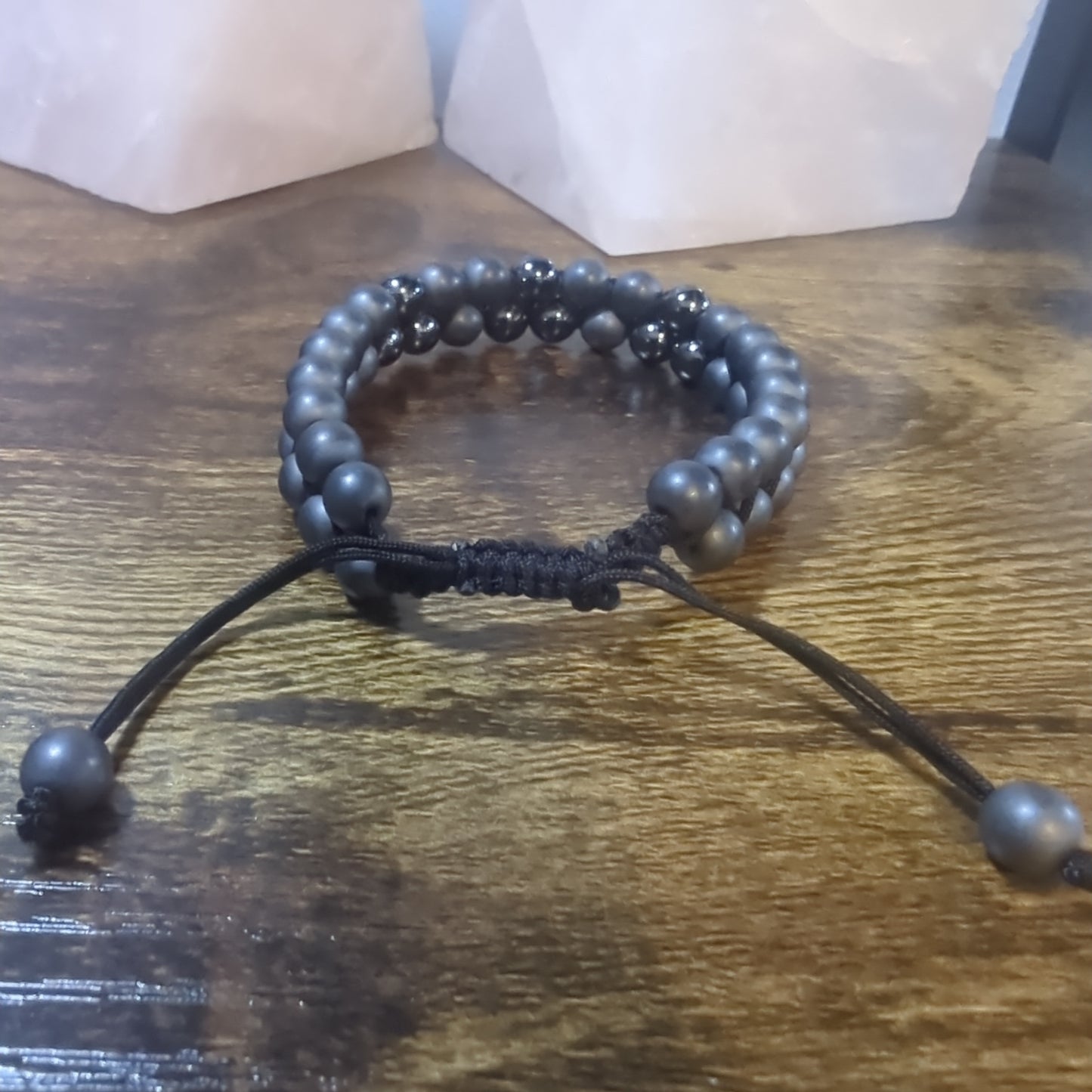 Hematite Double Row Adjustable Bracelet