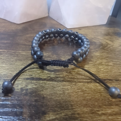 Hematite Double Row Adjustable Bracelet