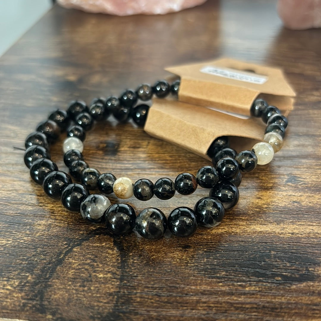Tourmaline with Quartz 6-8mm Bracelet
